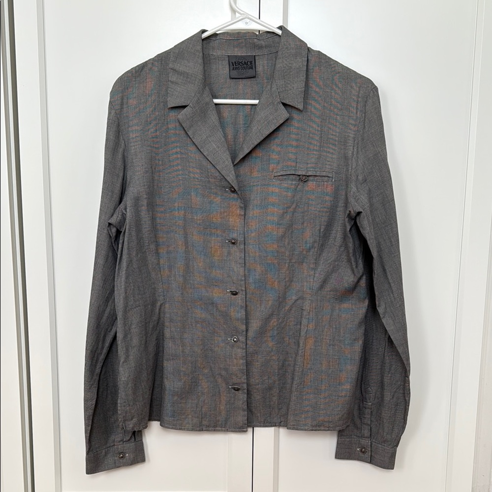 Vintage Versace Gray Button Down Shirt